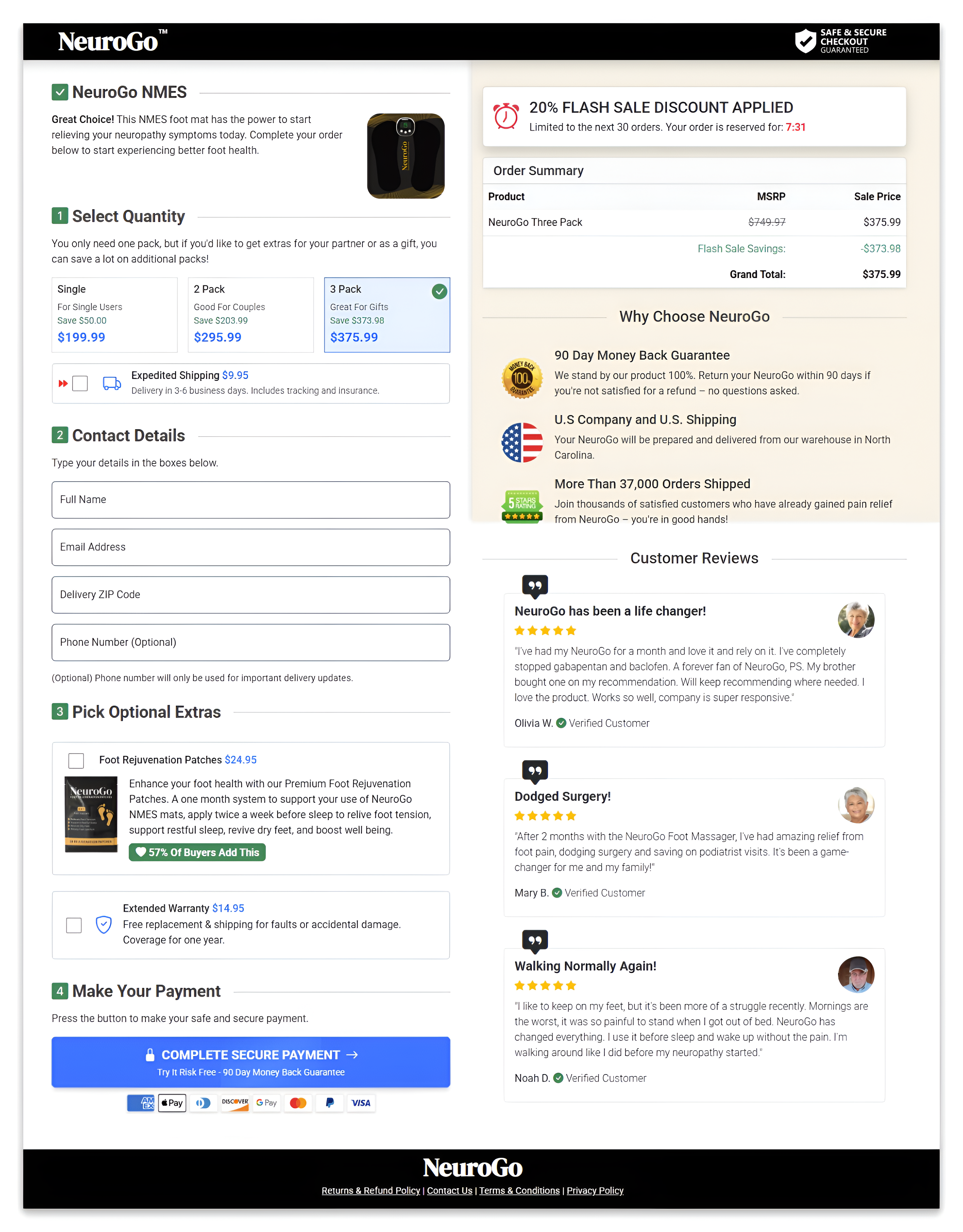 NeuroGo checkout page
